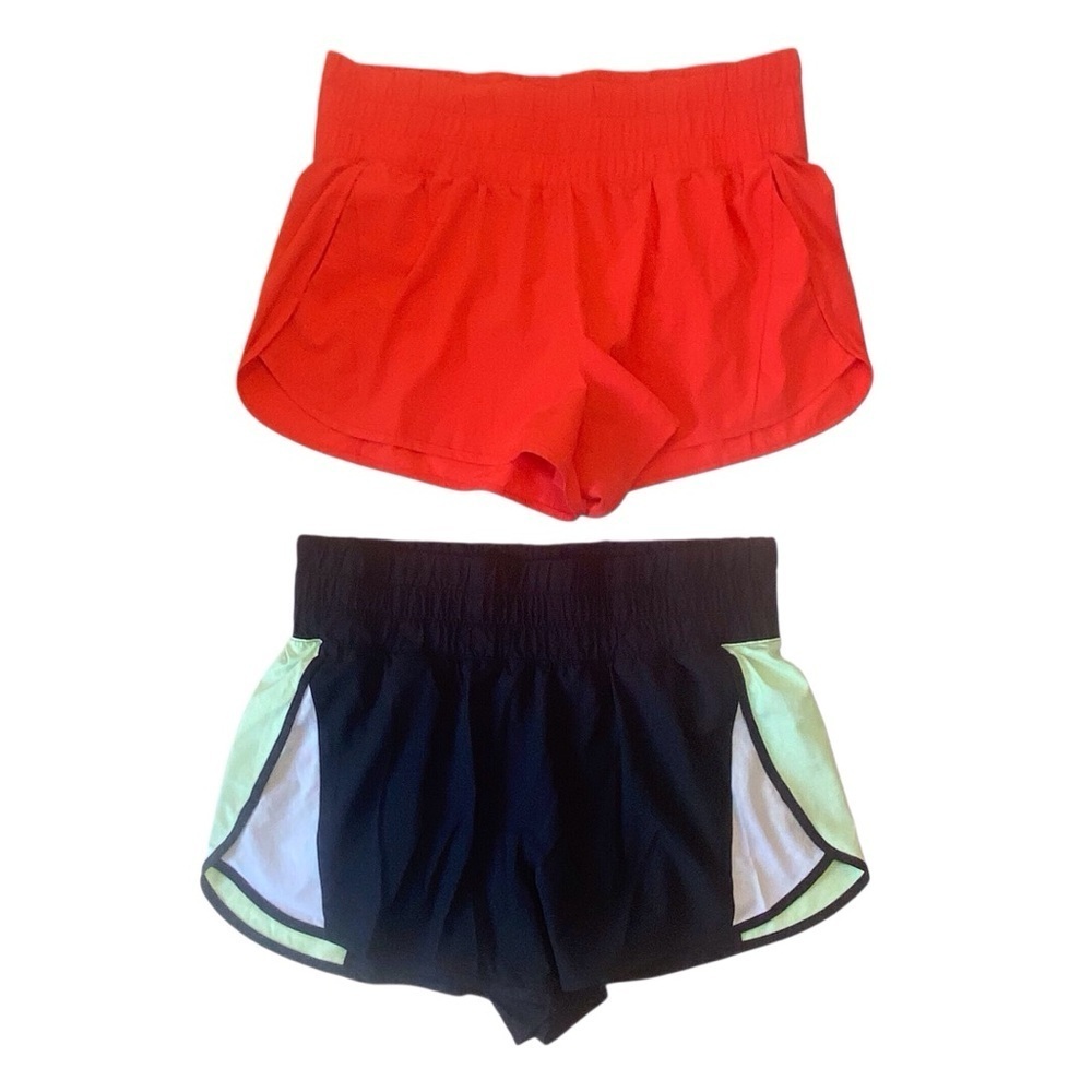 (2) Pairs Avia Womens High Waisted Running Shorts with Brief Liner Size XXL (20)